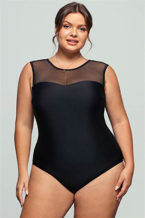 Black Mesh One-Piece Swimsuit