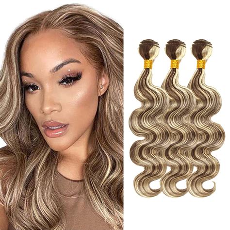 Amazon.com : Highlight Human Hair Bundles P4/613 Human Hair Bundles ...