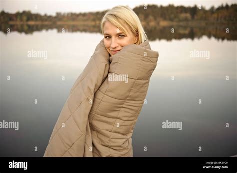 woman wrapped    cold  res stock photography  images alamy