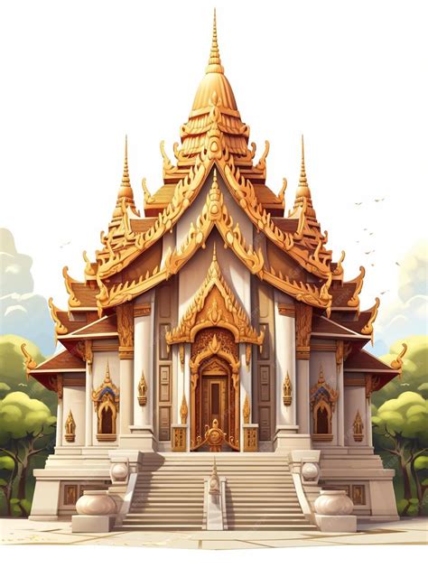 premium photo  drawing   temple   gold roof