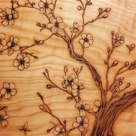 Premium AI Image | A wood carving of a tree with the tree in the center.