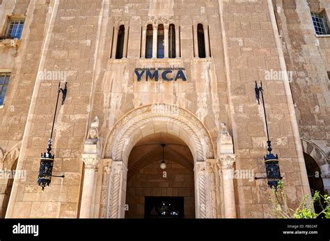 jerusalem international ymca building entrance stock photo alamy
