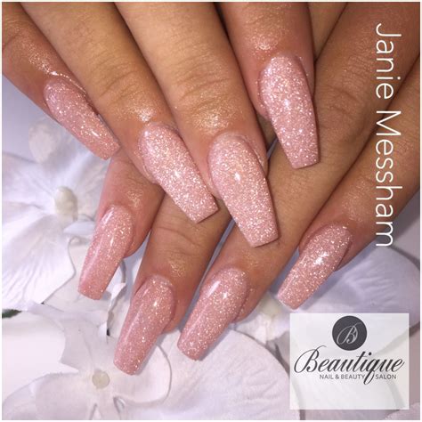 Light Pink Glitter Acrylic Nails
