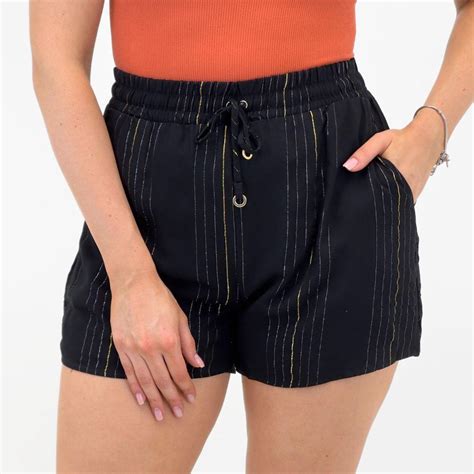 Short Feminino Em Tecido - Shorts em Tecido Feminino Listrado Endless