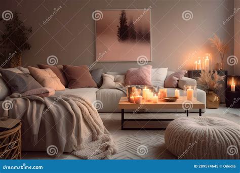 A Modern and Cosy Living Room - Home Design Theme Stock Illustration - Illustration of sofa ...