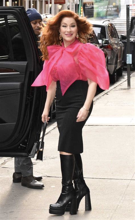 Lisa Ann Walter in a Black Knee-Length Boots Leaves the Good Morning