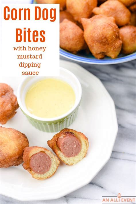 Corn Dog Bites with Honey Mustard Dipping Sauce | Recipe | Honey ...