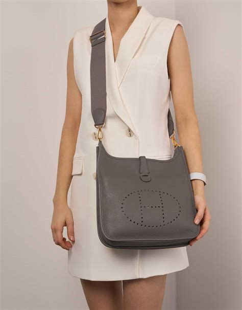 hermes evelyne  taurillon clemence gris etain saclab