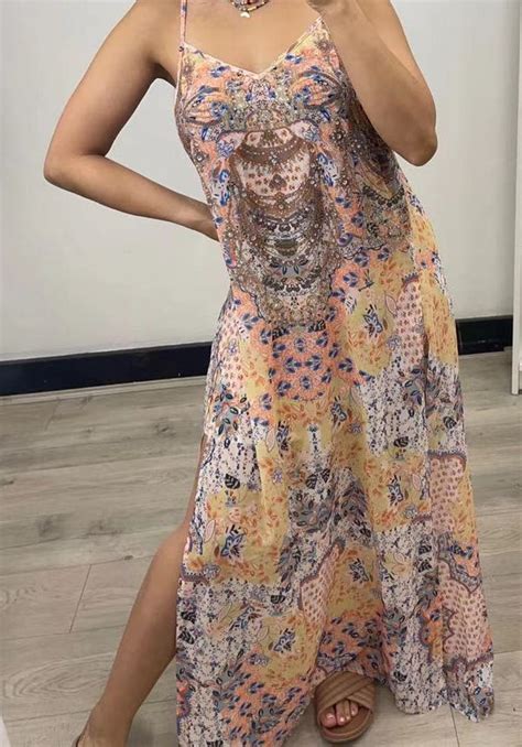 Gigi & Ella Exclusive Print Yellow Maxi Dress with Sequin Detail ...