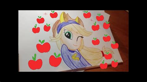 Как нарисовать портрет Эпплджек девушки эквестрии - YouTube