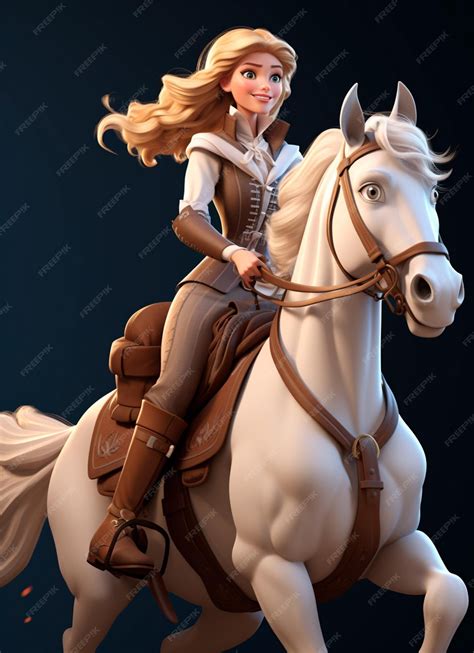 Premium AI Image | a beautiful princess riding on a cute horse