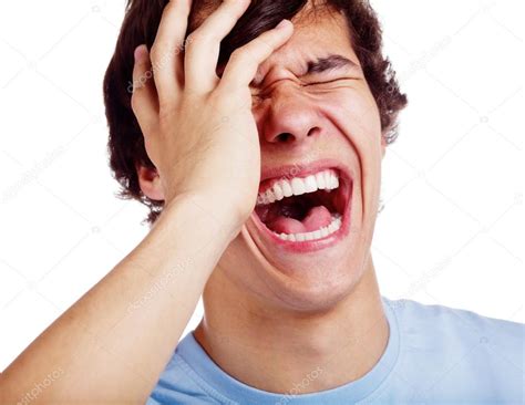 Loudly laughing guy over white ⬇ Stock Photo, Image by © furtaev #39531879