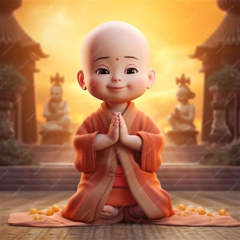 Premium Photo | A buddhist cute monk buddha purnima