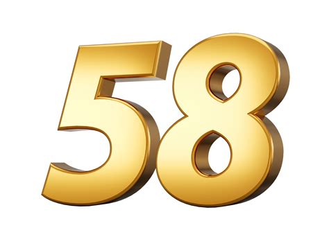 3d Shiny Gold Number 58, Fifty Eight 3d Gold Number, 3d illustration ...