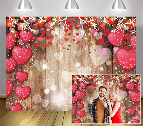 Sale Valentine's Day Wood Red Love Heart Backdrops | Valentine photo ...