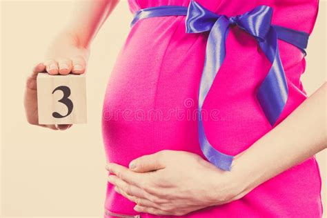 Vintage Photo, Hand of Woman Showing Number of Third Month of Pregnancy ...