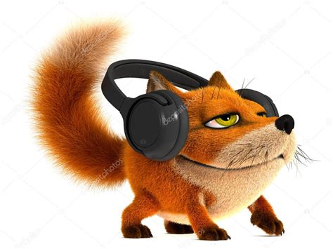 Fox in the headphones — Stock Photo © zhevelev #44491759