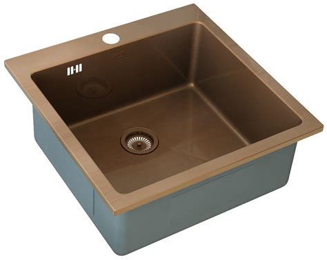 Врезная кухонная мойка ZorG Sanitary PVD SZR-51 COPPER, 51х51см ...