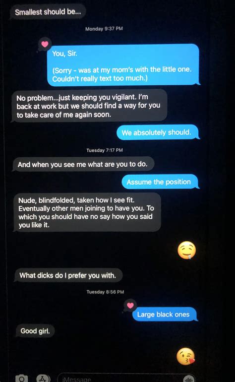 The hotwife talking to her bull. He likes to keep her well trained and