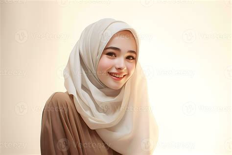 Hijab woman with smile face. Portrait of asian muslim girl AI Generated