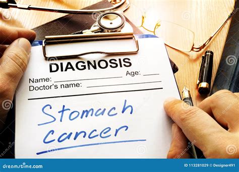 Stomach Cancer Diagnosis on a Diagnostic Form. Stock Image - Image of ...