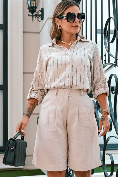 Looks Com Bermuda De Linho Feminina - Bermuda Jord Feminina De Linho