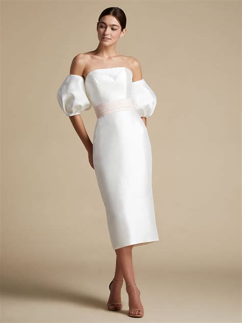 Ivory Short Wedding Dresses Strapless Sleeveless Sheath Satin Fabric