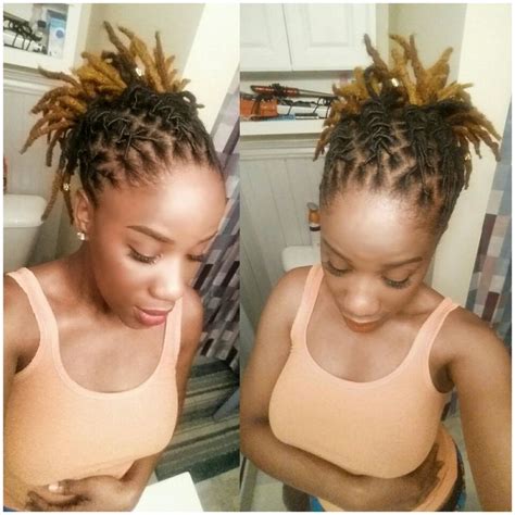 Loc updo first time ever coloring my natural hair | Locs hairstyles ...