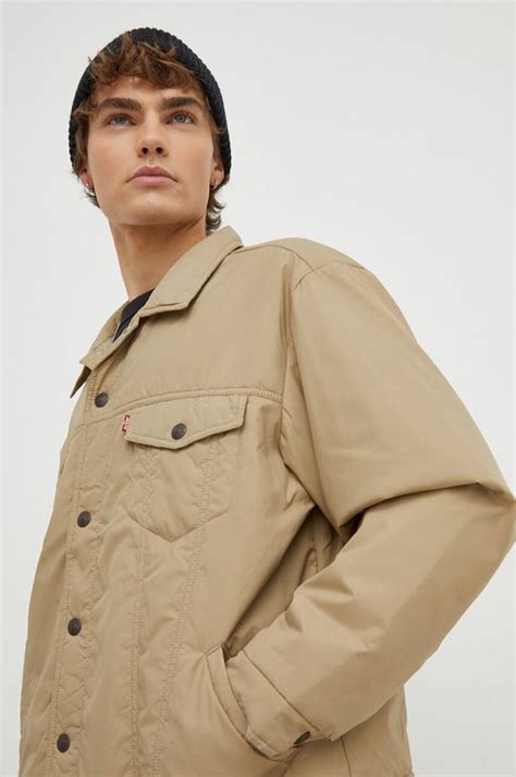 Levi's kurtka męska kolor beżowy przejściowa oversize | Answear.com