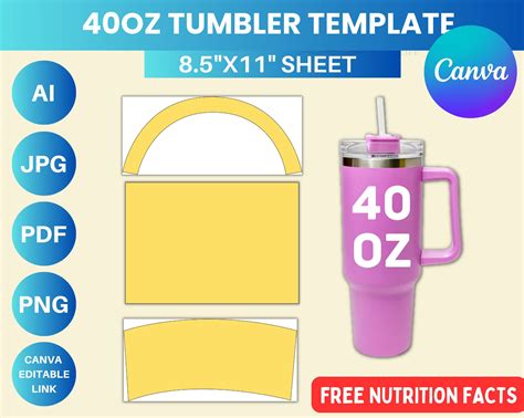 40 Oz Sublimation Tumbler Template, 40 Oz Tumbler Template, 40 Oz