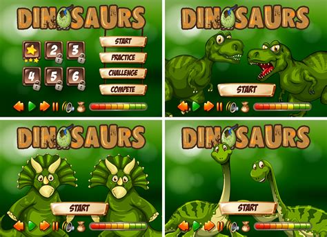 Game template with dinosaur theme 419960 Vector Art at Vecteezy
