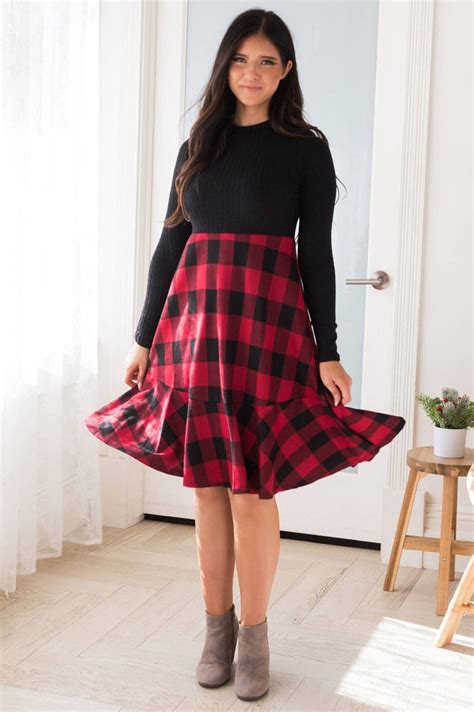 The Romanka Modest Plaid Dress