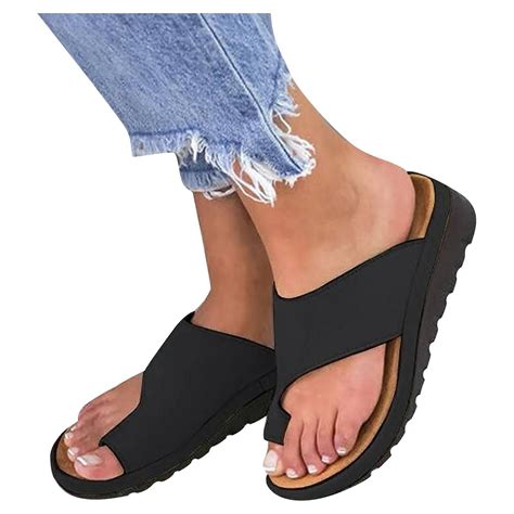 qucoqpe Women's Orthopedic Bunion Corrector Sandals, PU Leather, Comfy