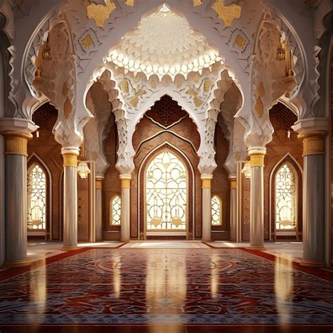 premium photo mosque interior prayer hall serenity