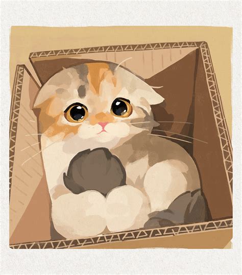 трёхцветная кошка :: перерисовка :: арт :: кот и коробка :: кот ...
