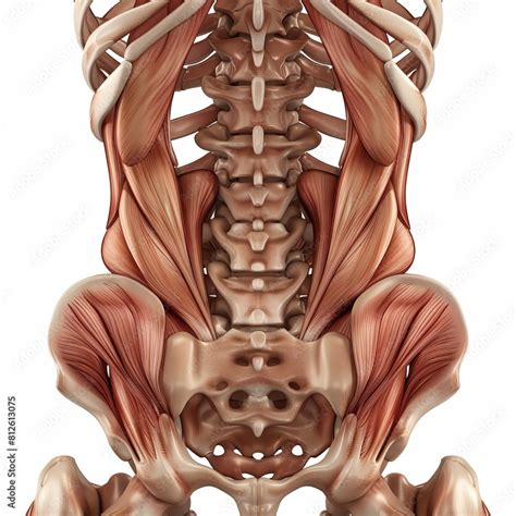 Human back and hip muscles and bones, detailed anatomy Stock ...