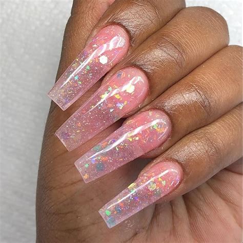 Unha Transparente Com Glitter - UNHAS DECORADAS COM GLITTER 2021 → Tendências e Dicas