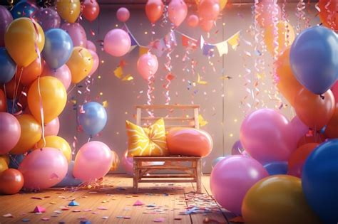 premium photo birthday party scene  colorful decorations