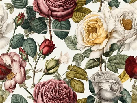 Premium AI Image | A floral wallpaper with a red and pink roses on it.