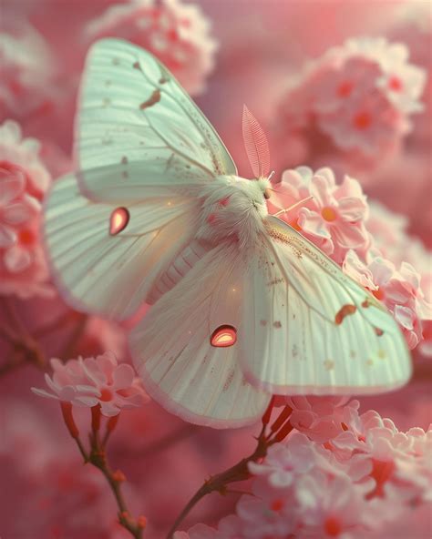 Cute Moth on Pink Flowers