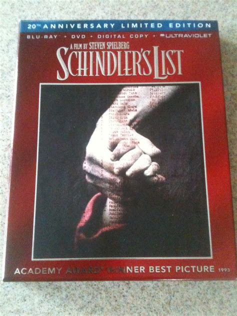 Schindler's List (Blu-ray/DVD, 2013, 3-Disc Set, 20th Anniversary) VG