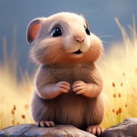 Charming Cartoon Lemming Illustration with Closed Eyes Stock Illustration - Illustration of ...