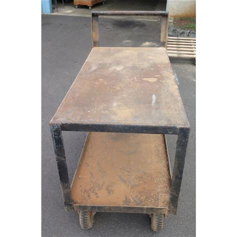 Rolling Metal 2 Tier Metal Utility Cart - Oahu Auctions