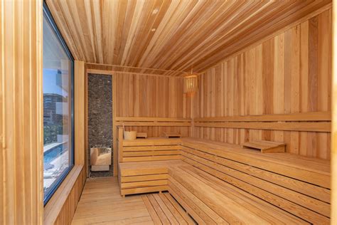 Interior of Finnish sauna, classic wooden sauna with hot steam. Russian ...