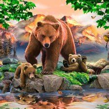 Схема вышивки «Медвежонок и птичка» - Вышивка крестом