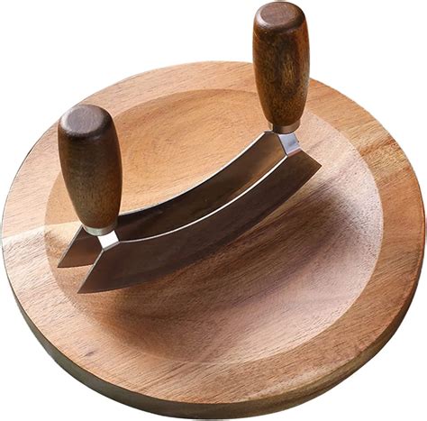 Mezzaluna-Knife-and-Round-Cutting-Board-Double-Blade-Chopping-Knife ...