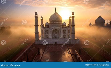 Dramatic Aerial View of the Taj Mahal in India - Generative AI Stock ...