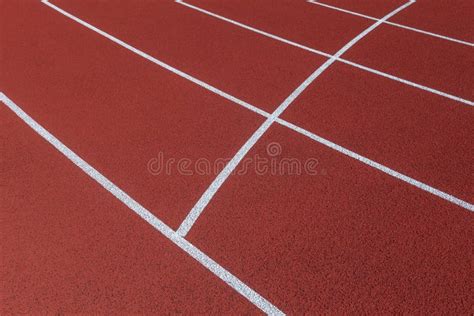 Red Track and Field Lanes. Running Lanes at a Track and Field Athletic ...