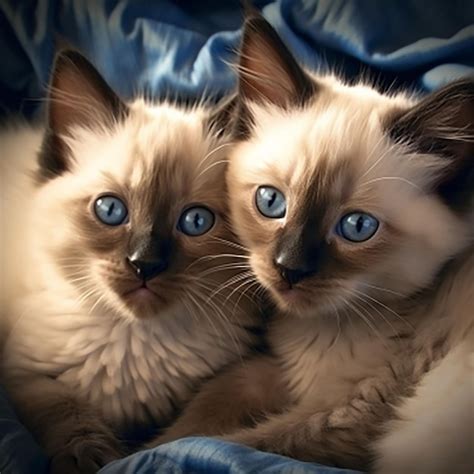 Premium AI Image | A pair of cuddling Siamese kittens with bright blue eyes