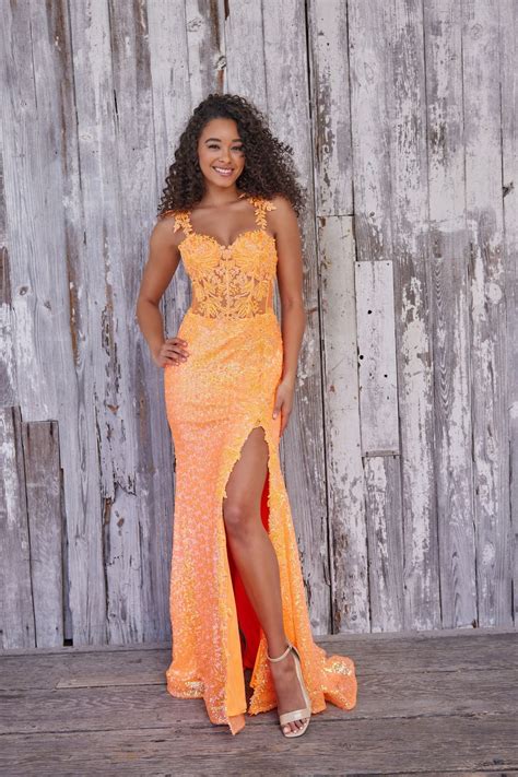 Orange Colette CL5133 Long Formal Sequin Prom Dress - Prom Dresses & Gowns